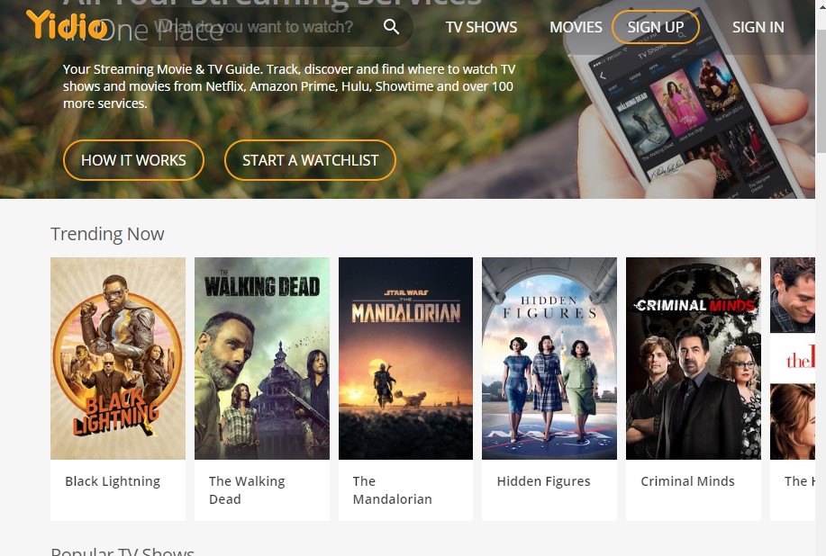 Free movies in Yidio