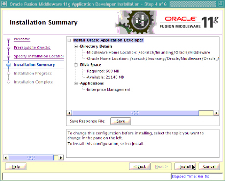 Installation summary